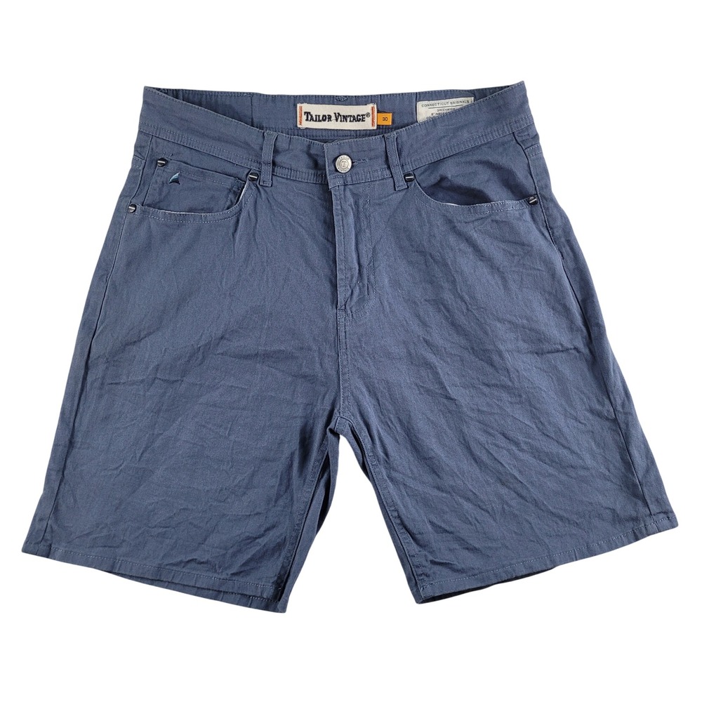 Tailor Vintage Shorts Men's Size 30 Blue Excellent Greenwich Slim Fit 8" Stretch